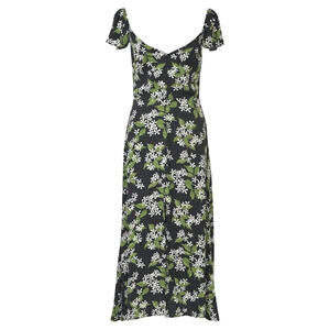 NEW, Reformation Baxley Floral Print Midi Dress in Black multi Sz 8 #MD1425